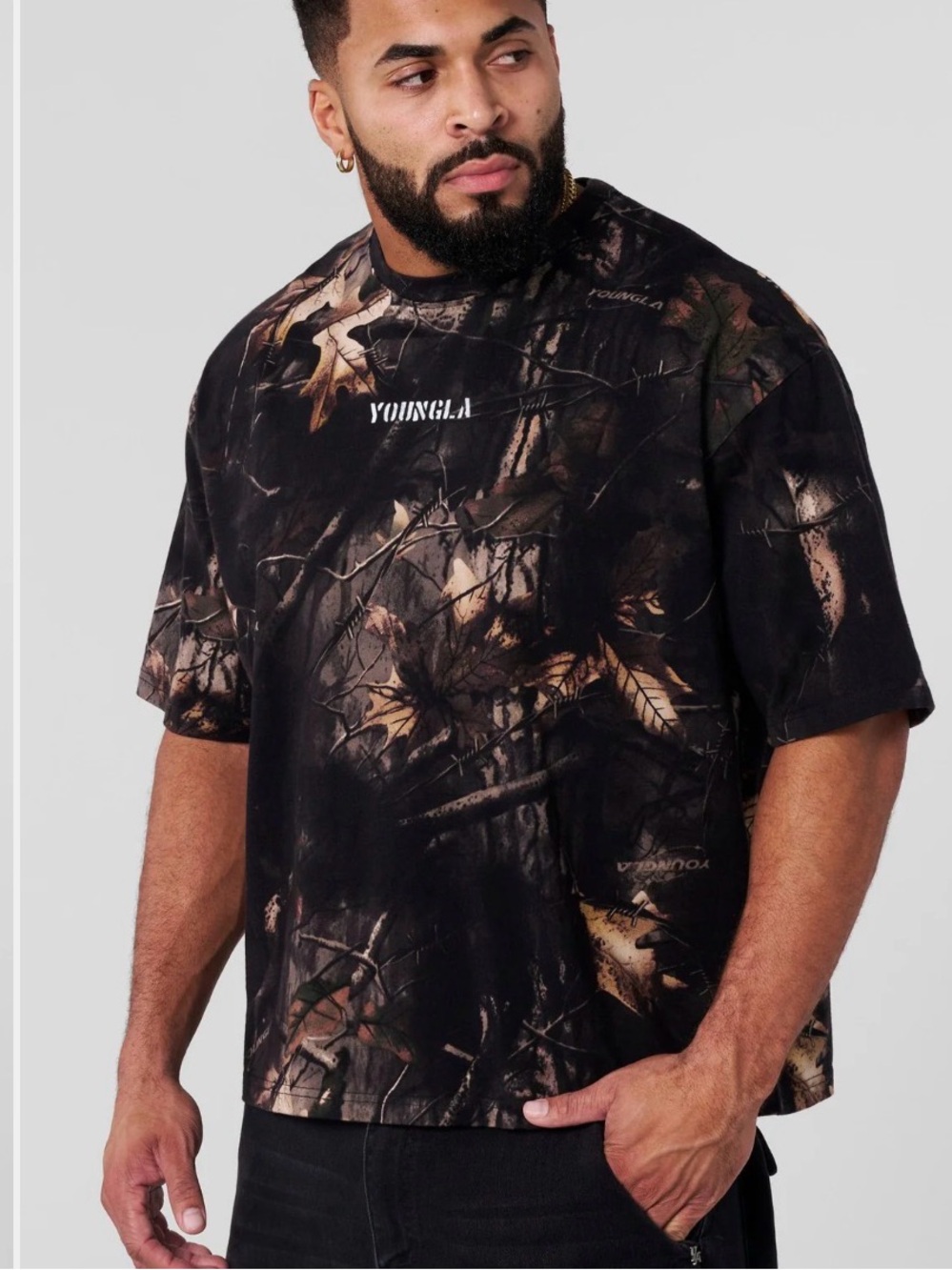 YoungLA Men’s Black Brown Camo Short Sleeve Tee